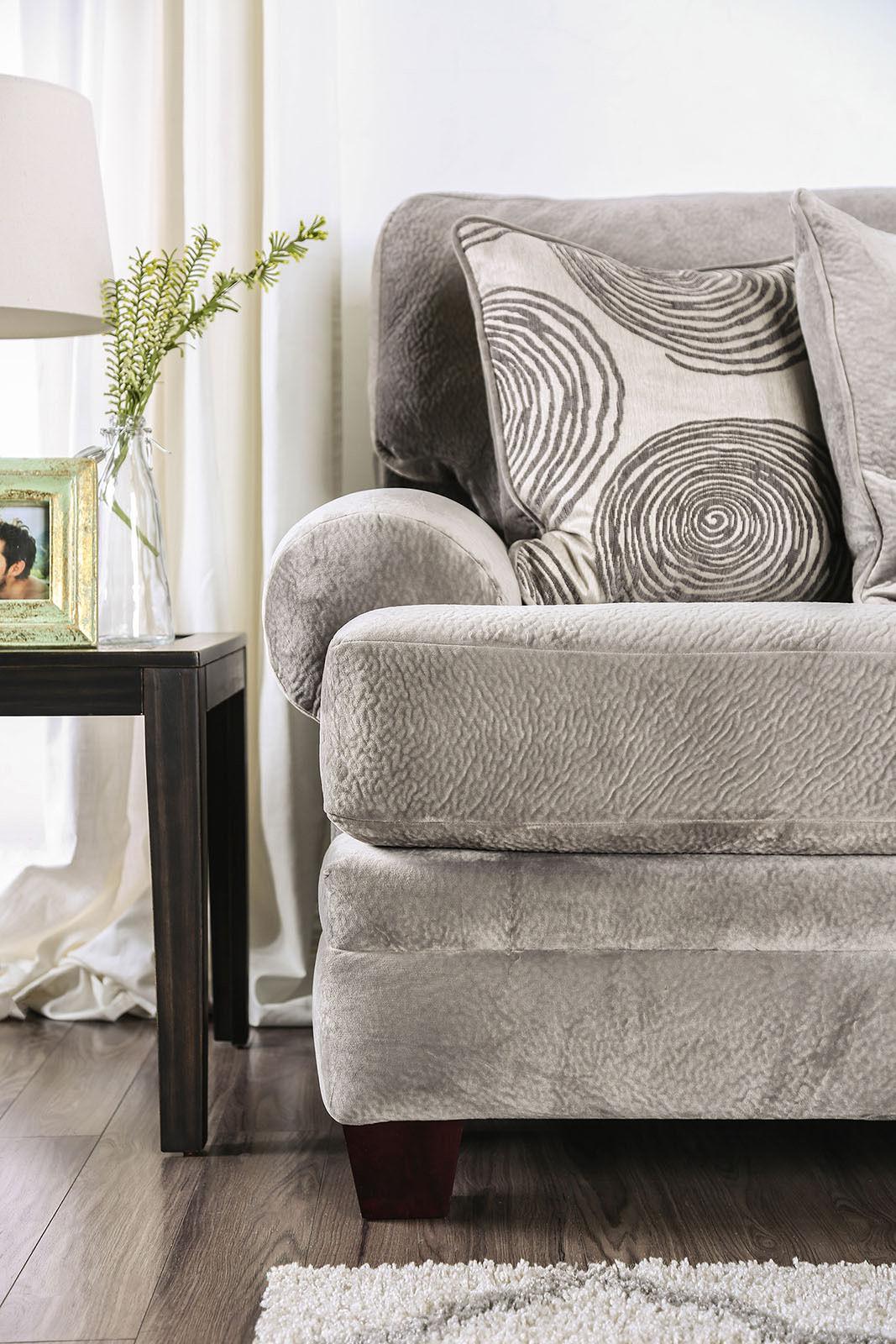 Gray Microfiber Sofa and Loveseat V667