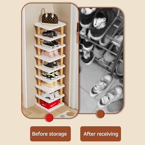 8 Tiers Vertical Shoe Rack with Sturdy Frame A226
