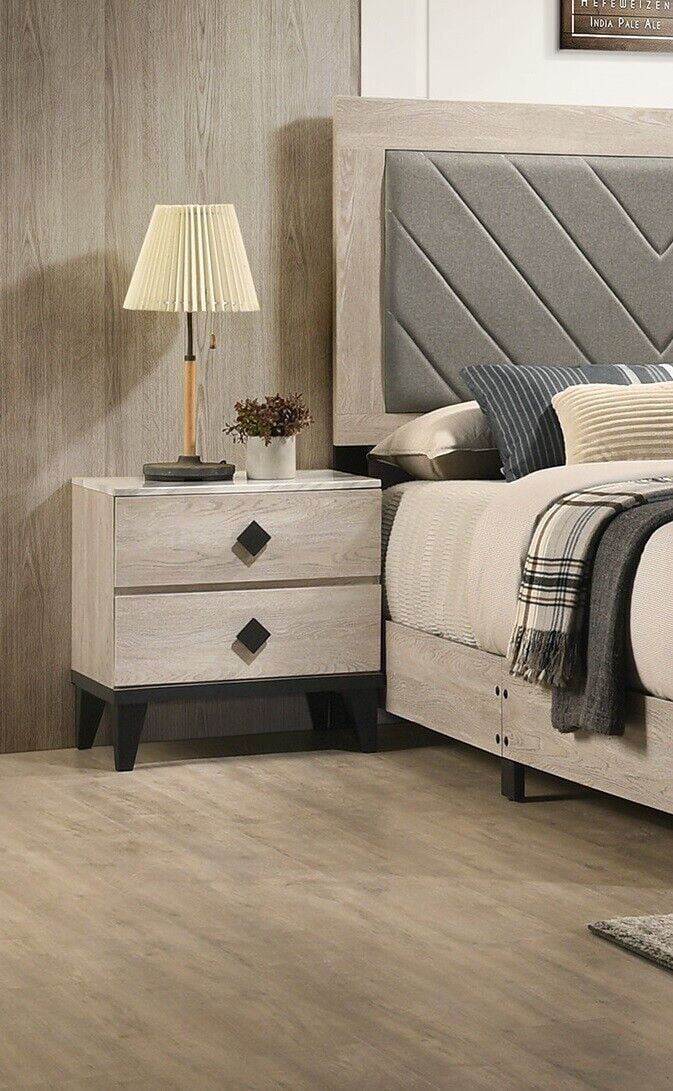 Cream Color Dresser Mirror Nightstands Chest 5pc Bedroom Set R33311