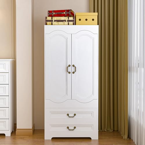 White 2 Door 2 Drawer Wooden Wardrobe V168469