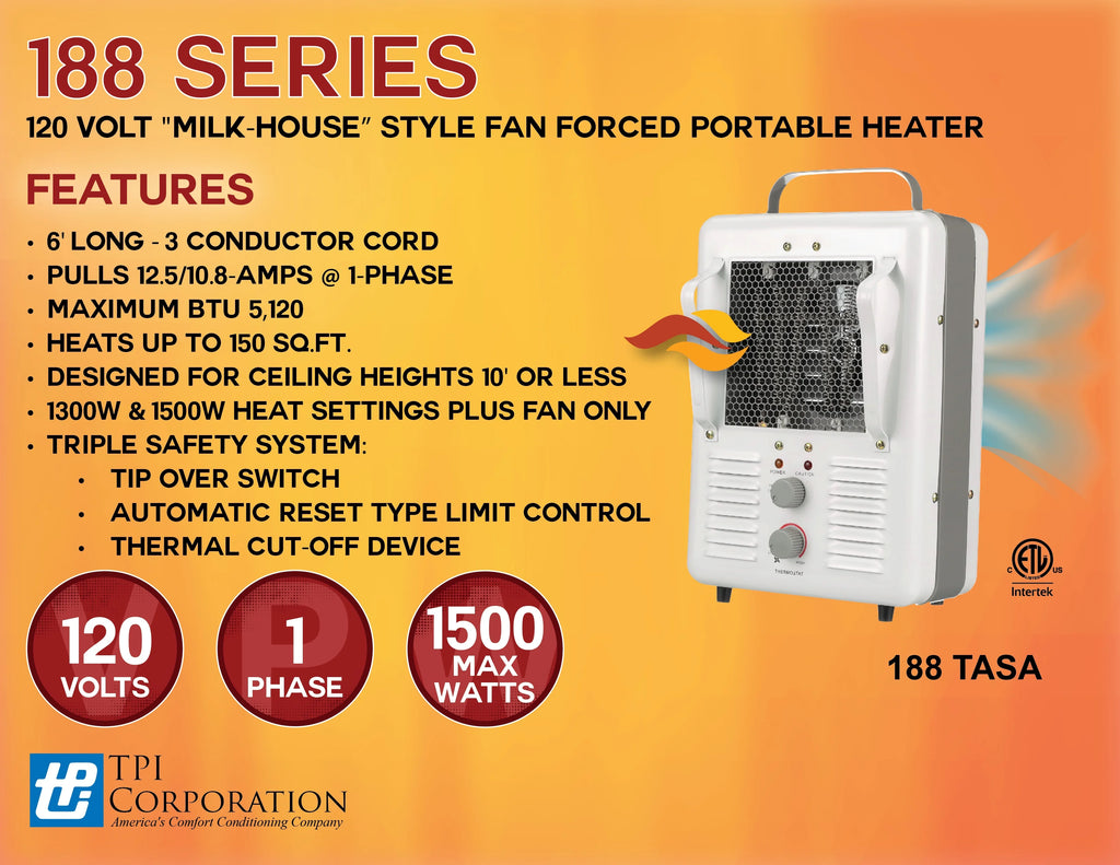 Milkhouse Style Heater Fan Forced O4193