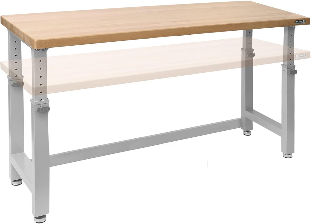 72" Granite Grey Height Adjustable Wood Top Workbench Desk Y1997