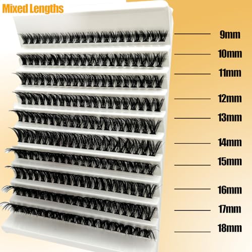 Natural Lash Clusters C Curl Short Classic Individual Lashes Cluster Wispy Wide Stem DIY Eyelash Extension Clusters (8-16mm) Y4803