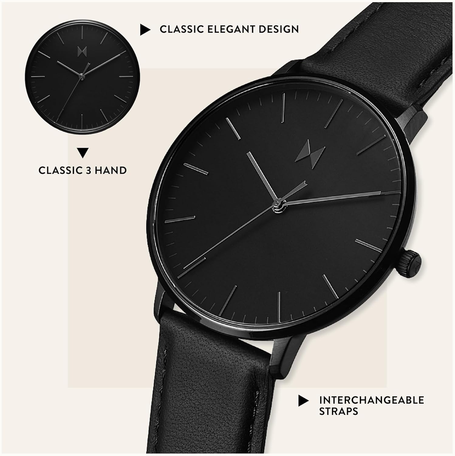 Men’s Slim Analog Watch - Minimalist Water Resistant 3 ATM 42mm Japanese Quartz Wristwatch Z869608