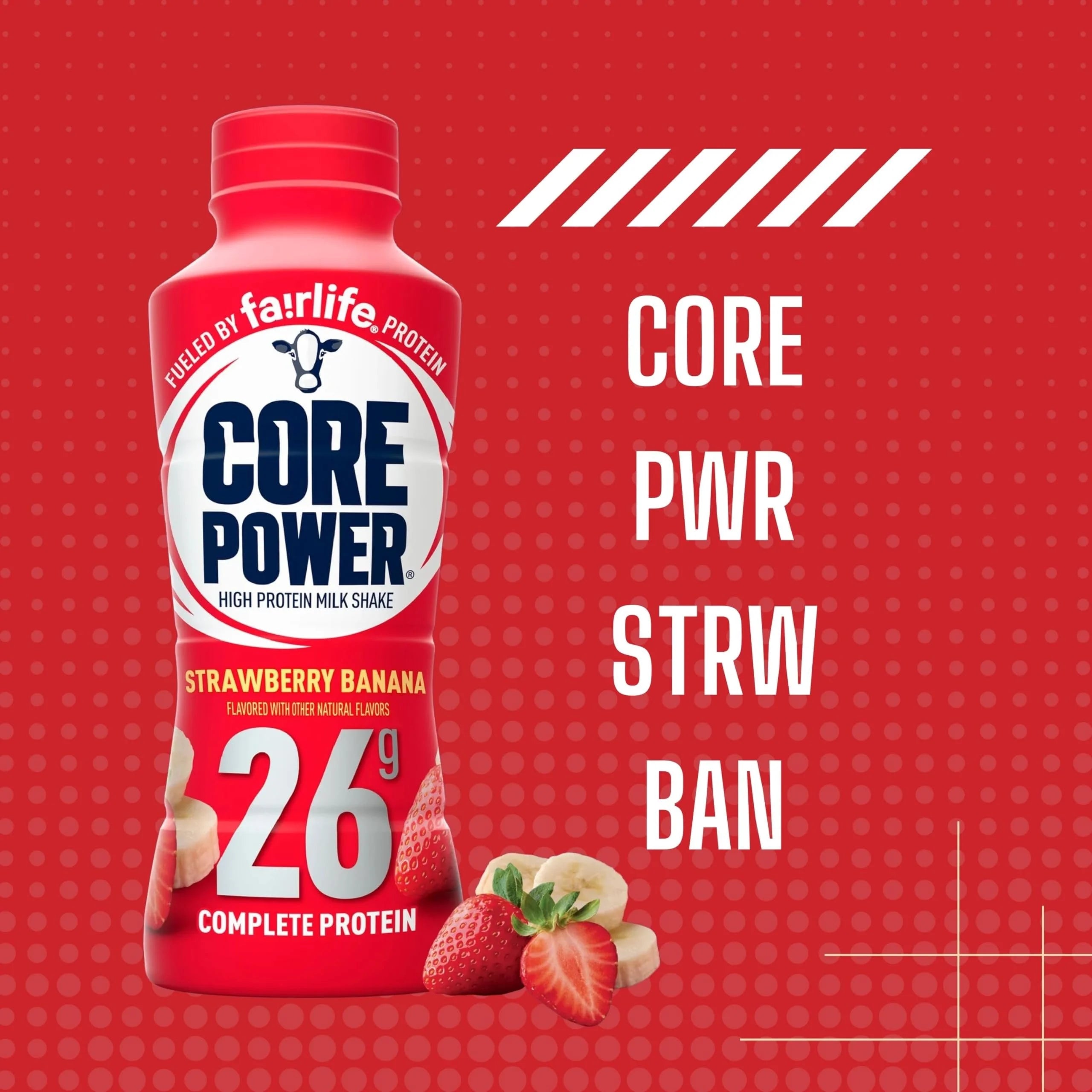 Strawberry Banana Flavor Protein Milk Shakes, 14 Fl Oz Pack of 12 K51571