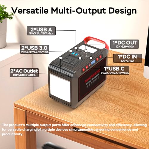 Portable Power Station 88Wh Lithium Battery Solar Generator with AC Outlet 120W Peak Power Bank I634036