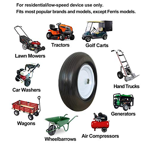 14.5" Flat Free Tire for Wheelbarrow, 5/8" Bearing with Extra 3/4" Bearing Z4633