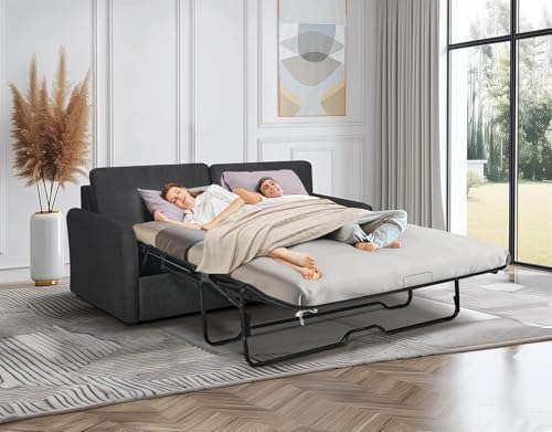 86.6" Queen Sleeper Sofa with Pullout Bed in Dark Grey K69380