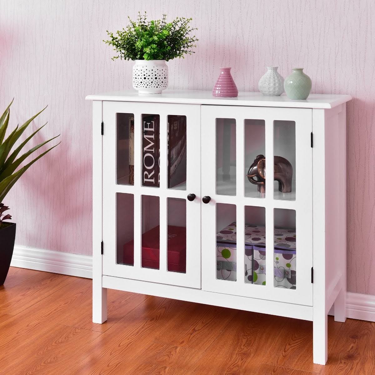 Glass Door Sideboard Console Storage Cabinet E671527