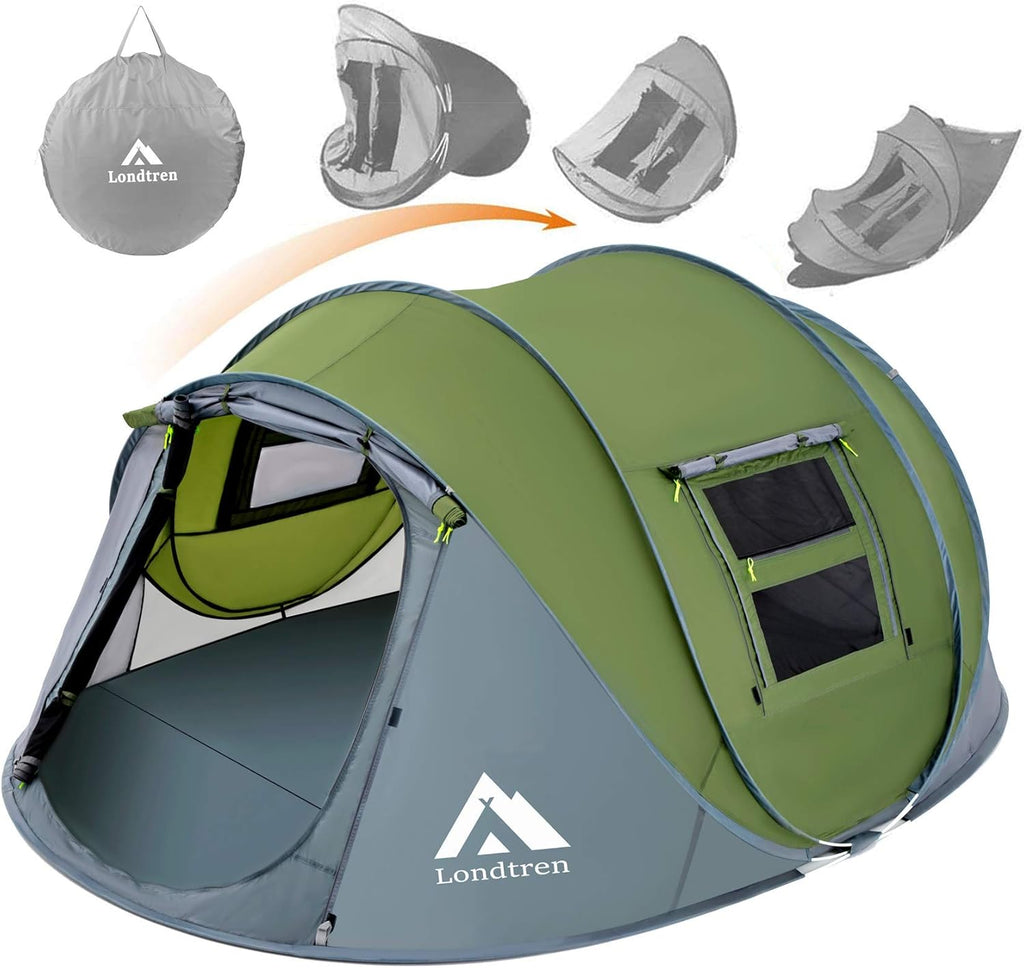 4 Person Pop Up Tent Waterproof Automatic Setup 2 Doors Instant Tent F5567