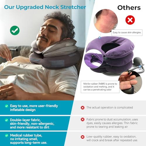 Cervical Neck Traction Device, Inflatable Neck Stretcher, Adjustable Neck Brace with Removable Air Pump F670