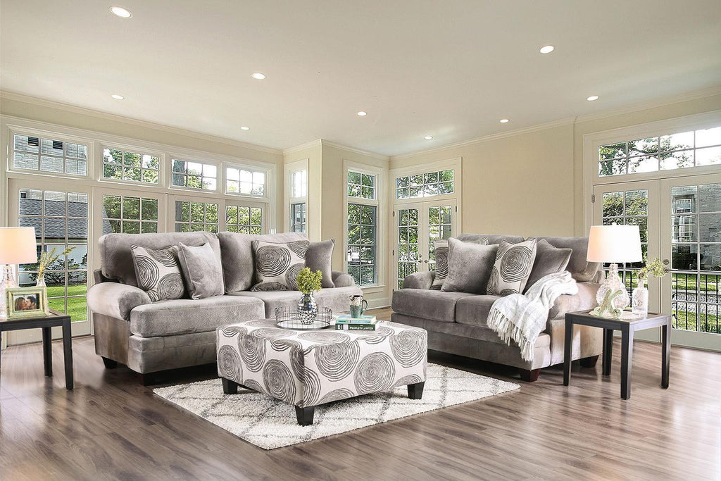 Gray Microfiber Sofa and Loveseat V667