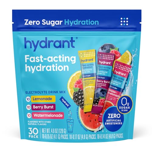 Hydration Electrolyte Powder Stick Packets Lemonade 30 Count H2059