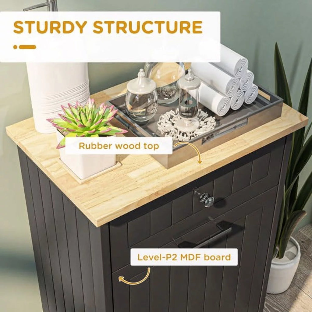 Freestanding Trash Can Holder Cabinet with Drawer Q1842