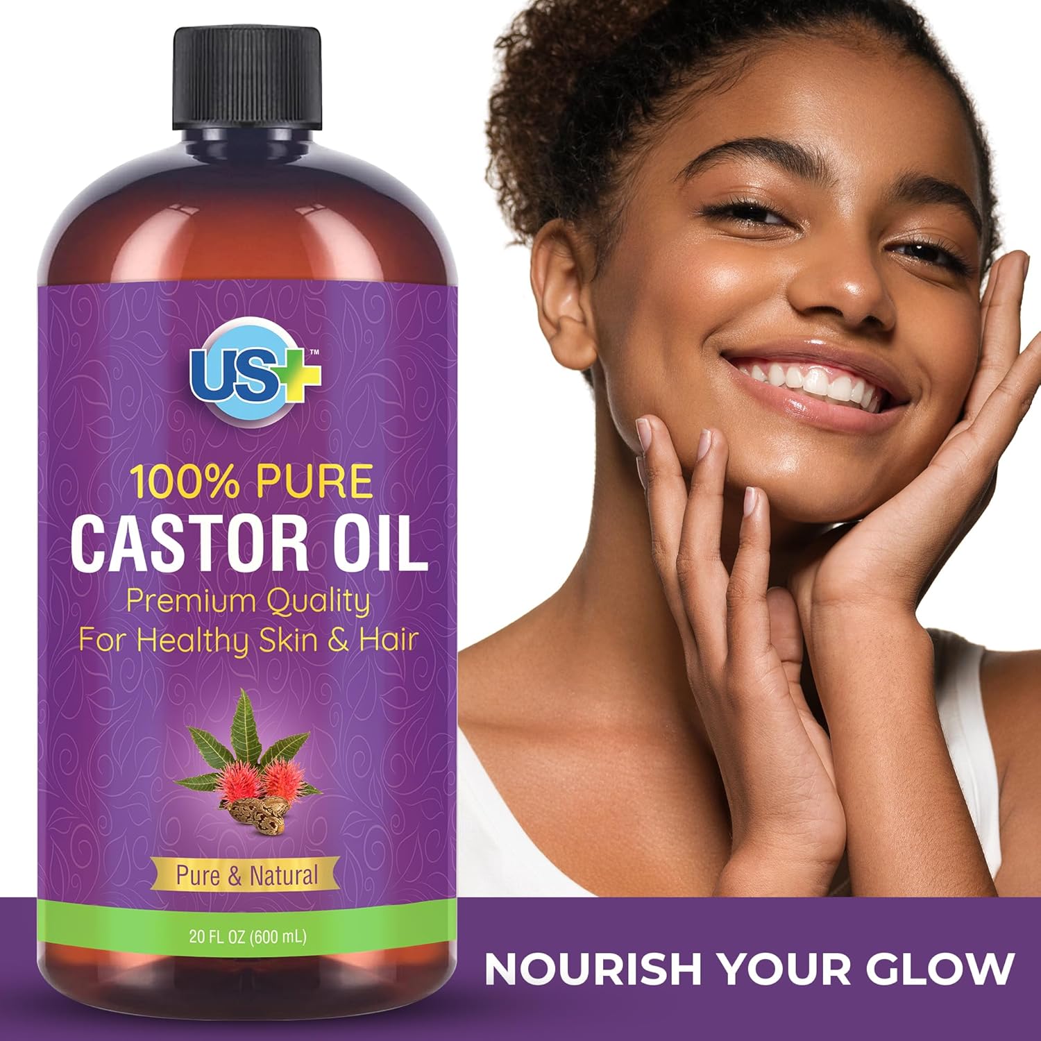 20oz 100% Pure Castor Oil, Cold-pressed, Unrefined, Hexane-free, BPA Free Plastic Bottle X6680