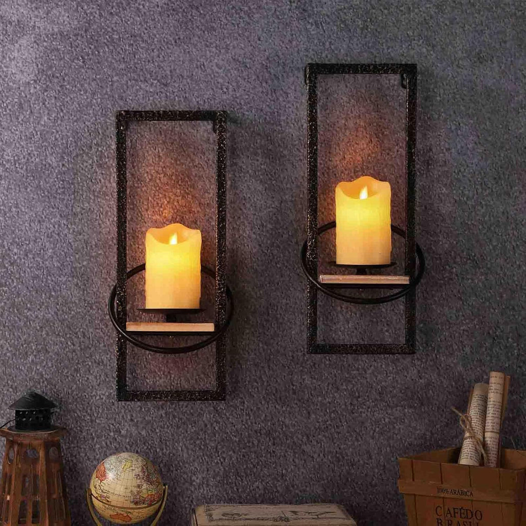 Black Wall Sconce Candle Holder Set of 2 I734548