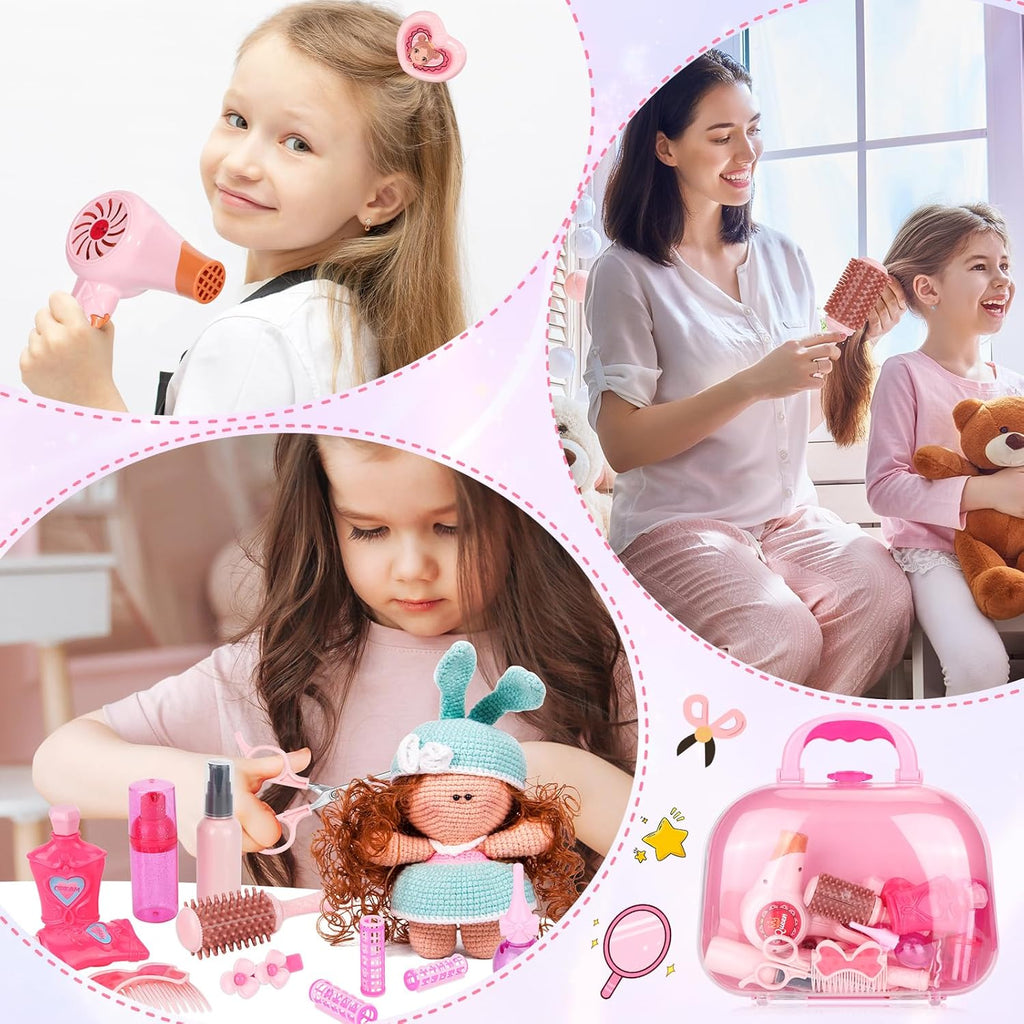 27 PCS Hair Styling Toy Set with Blow Dryer and Barber Apron K5689