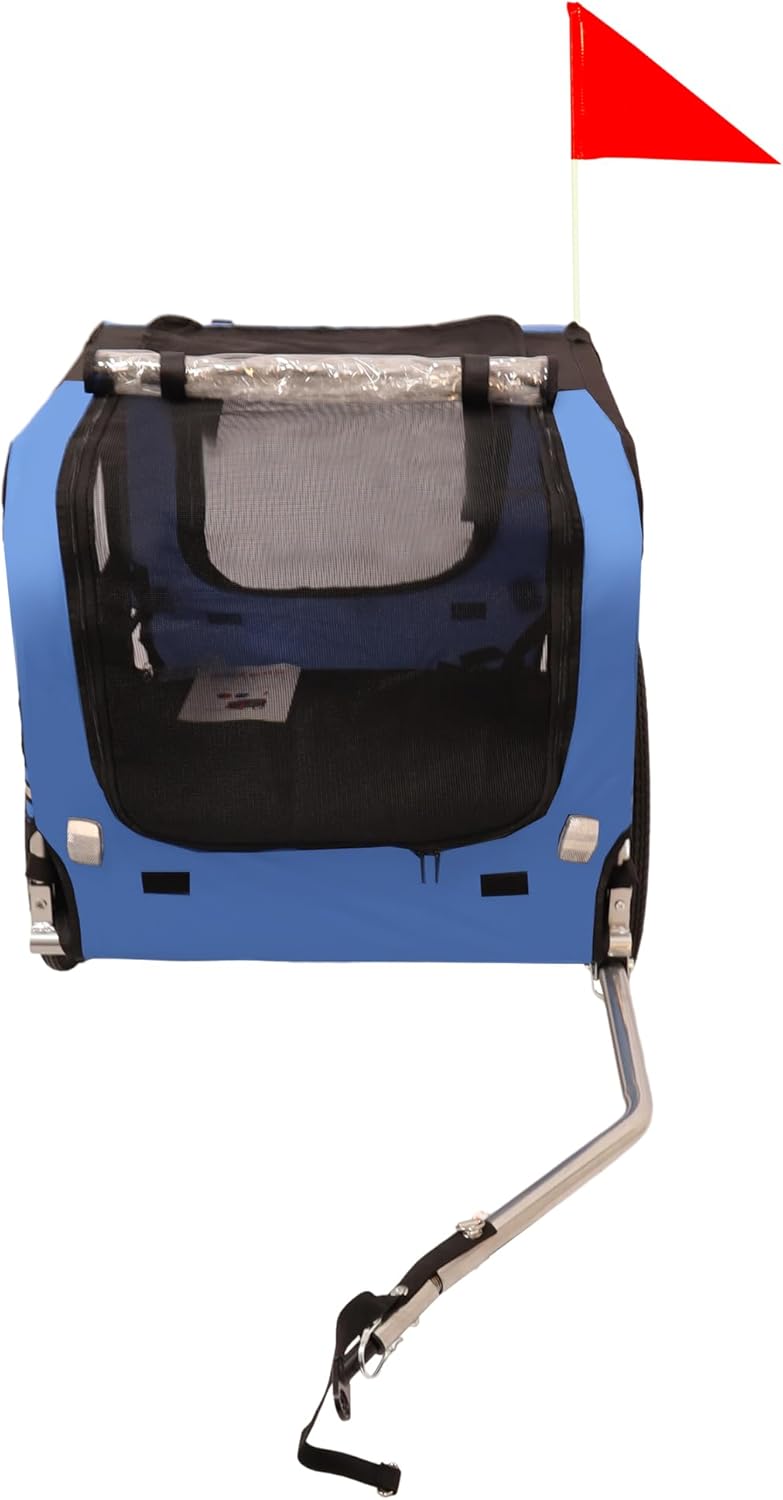 Blue Heavy Duty Foldable Dog Bike Trailer Pet Carrier B30519