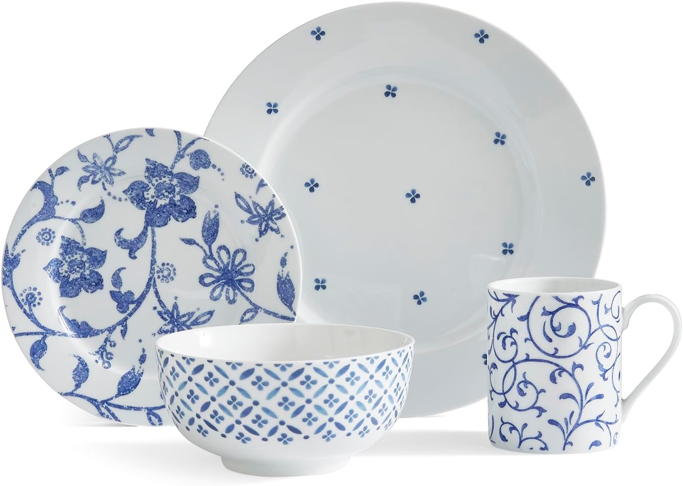 16 Piece Blue and White Porcelain Dinnerware Set Z43452