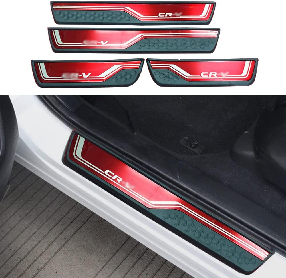 4Pcs LED Stainless Steel Car Door Sill Scuff Plate Guard Trim V632