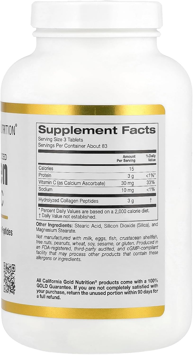 250 Tablets Hydrolyzed Collagen Peptides with Vitamin C D253