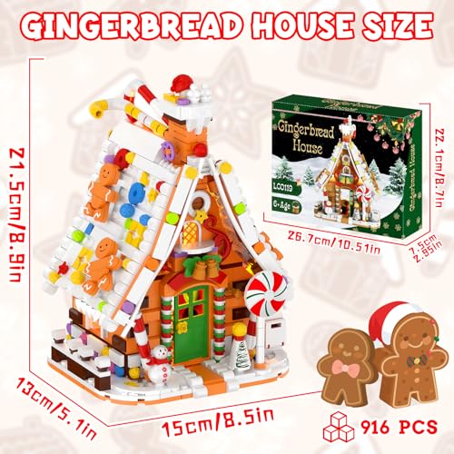 Large Christmas Village Gingerbread House Building Set with Light Kit (916PCS) N3512