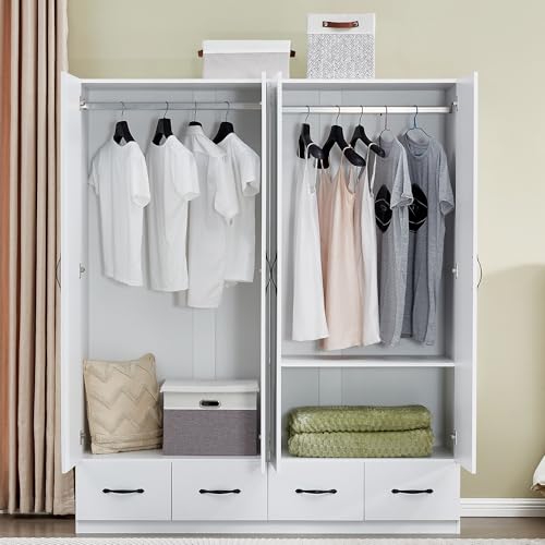 Gray Wooden Armoire Wardrobe with 3 Drawers J804864