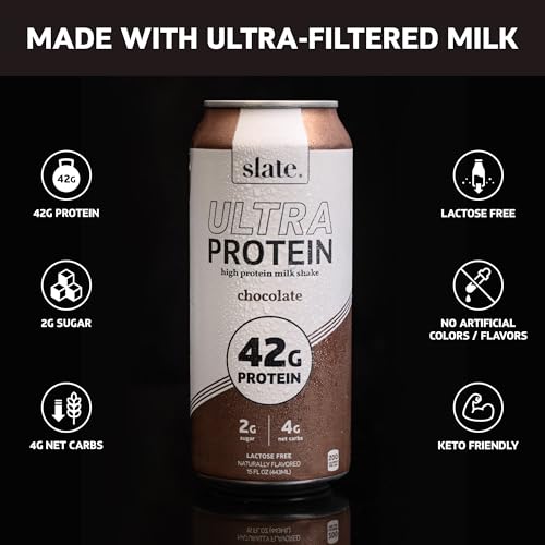 Chocolate High Protein Shake, 42g Protein, 2g Sugar, 200 Calories, 4g Net Carbs, Lactose Free, 15 fl oz, 12 Cans H674