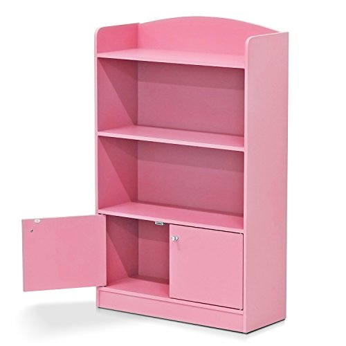 Pink 3-Tier Bookcase with Storage Cabinet S952666