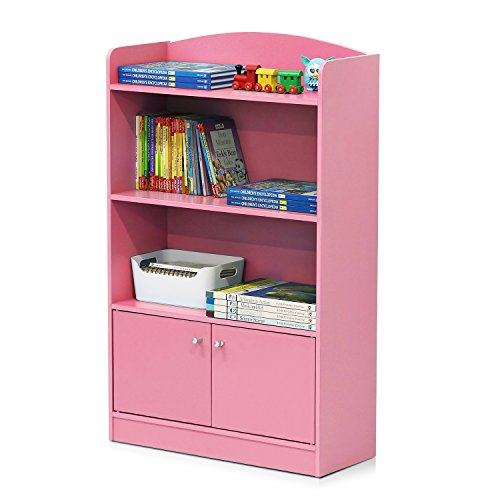 Pink 3-Tier Bookcase with Storage Cabinet S952666