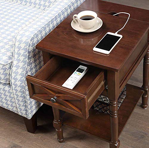Espresso End Table with Charging Station M661