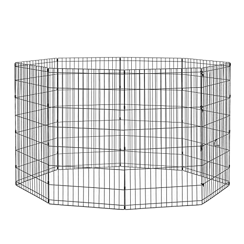 Black 24-Inch Folding Metal Dog Exercise Pen X332155
