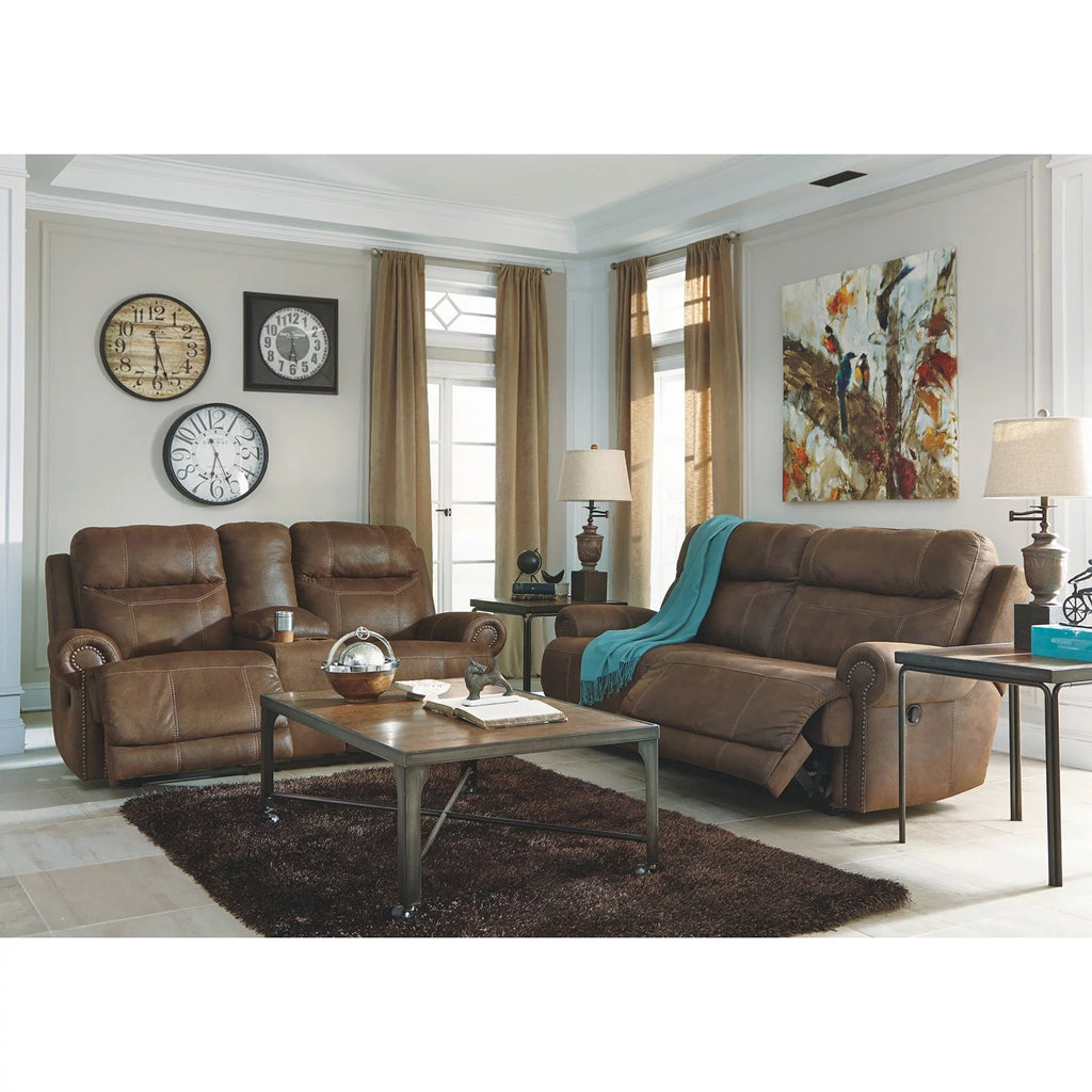 Gray Faux Leather Reclining Sofa T8594