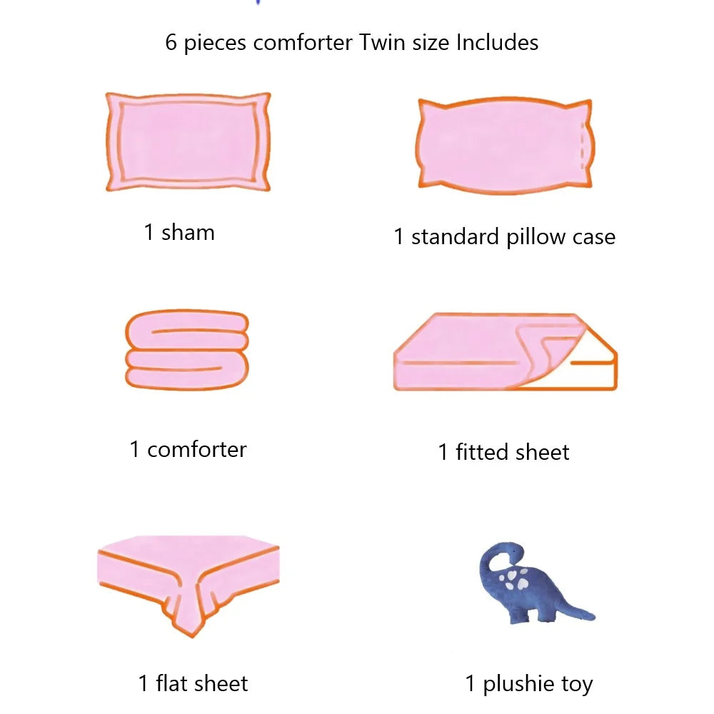 6 Piece Twin Pink Comforter and Sheet Set T9594