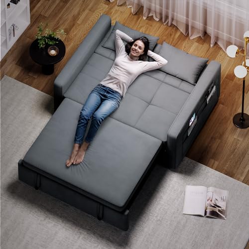 55" Convertible Velvet Sofa Bed, Full Size Y627874