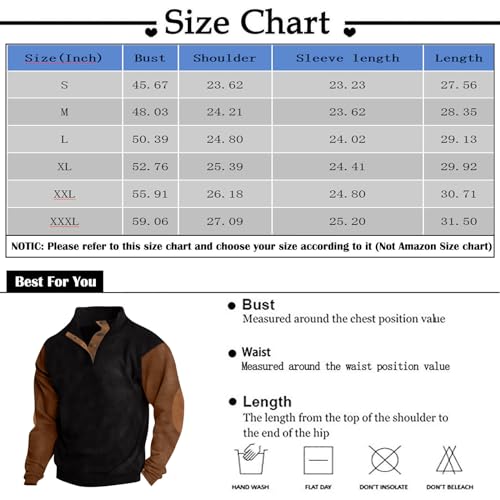 Men's Casual Stand Collar Sweatshirt Button Up Loose Single Breasted Sweaters with Elbow Patches D751092