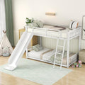 Twin Over Twin Low Bunk Bed with Slide and Ladder Y31530