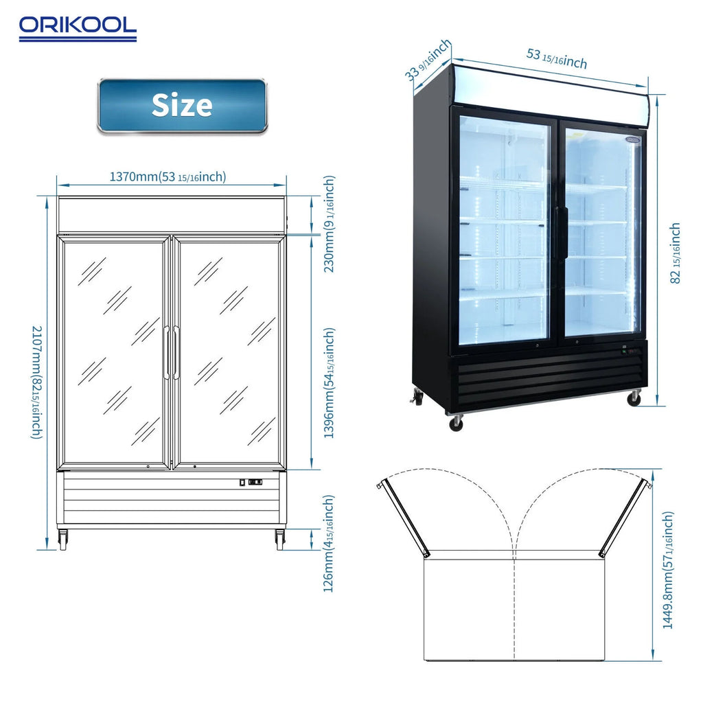 2 Glass Door Refrigerator Cooler G904