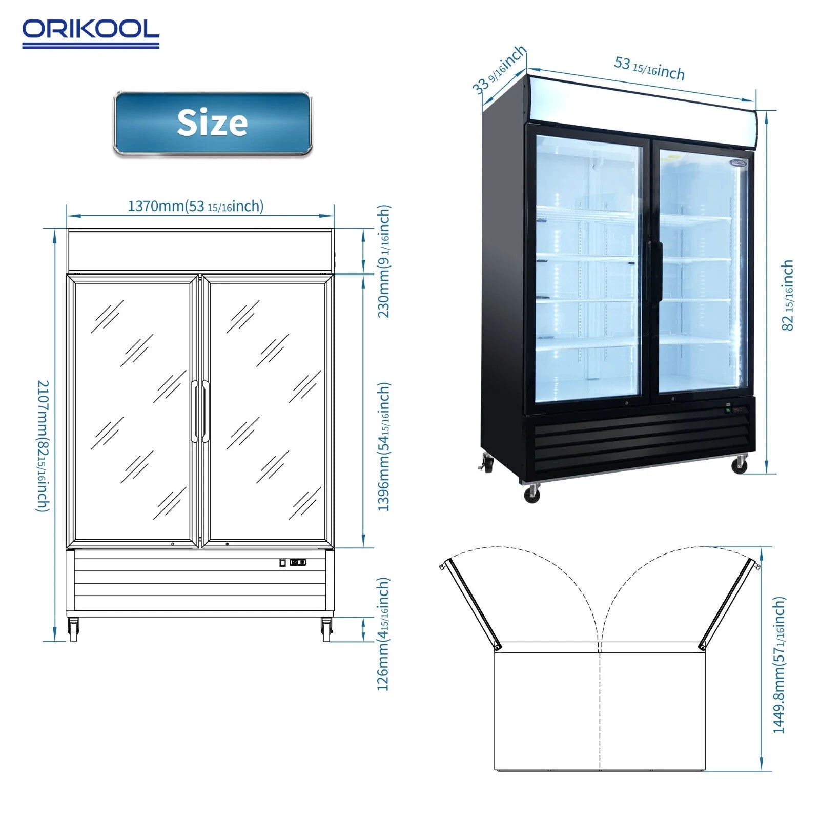 2 Glass Door Refrigerator Cooler G904