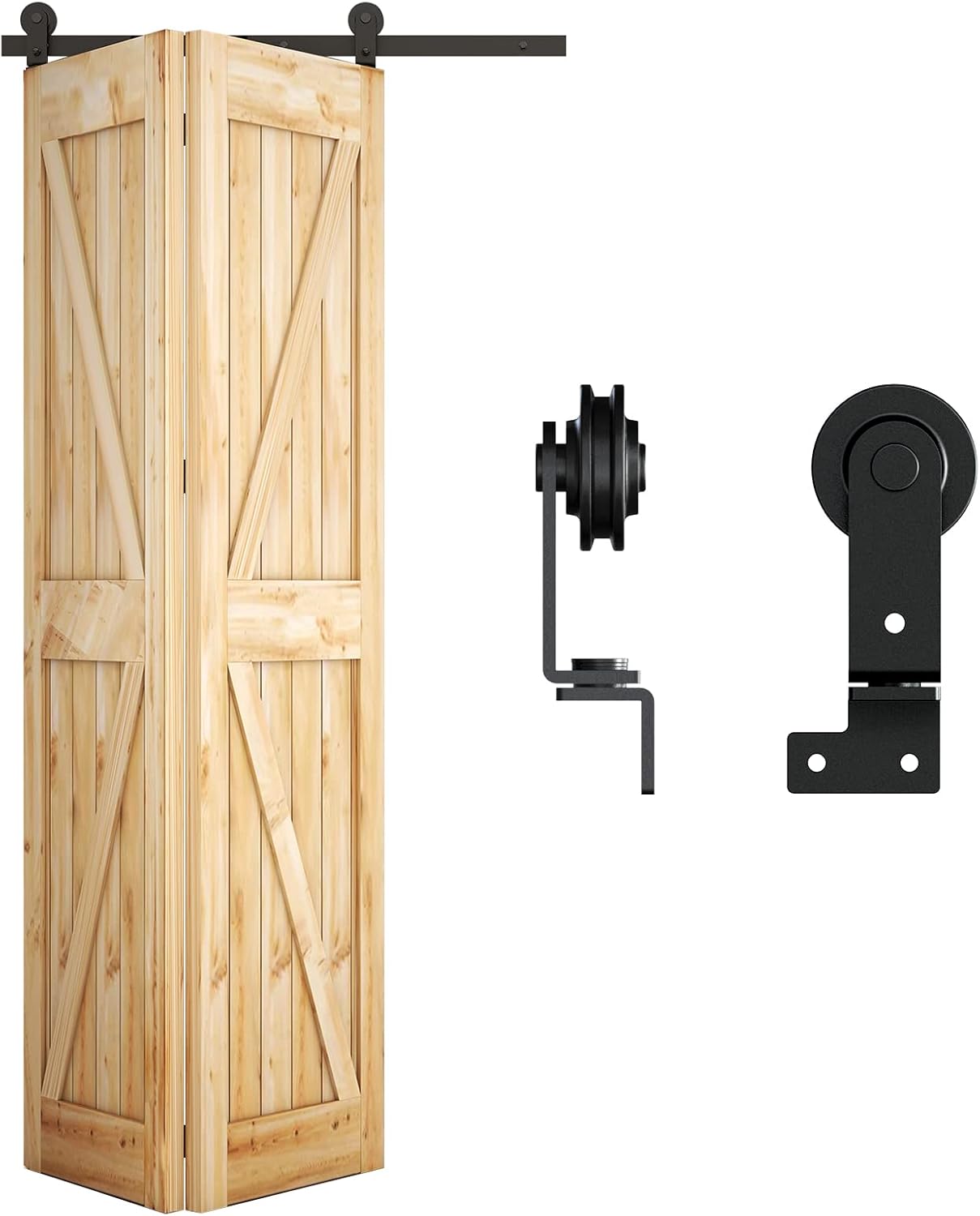 3.5FT/42'' Bi-Folding Sliding Barn Door Hardware Kit Heavy Duty D920