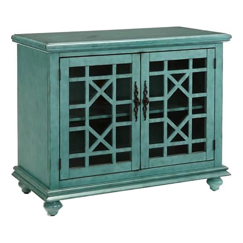 Antique Teal Green Wood TV Stand C2497