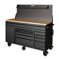 61 in. W 10-Drawer 1-Door Deep Tool Chest Mobile Workbench in Matte Black with Hardwood Top E22304