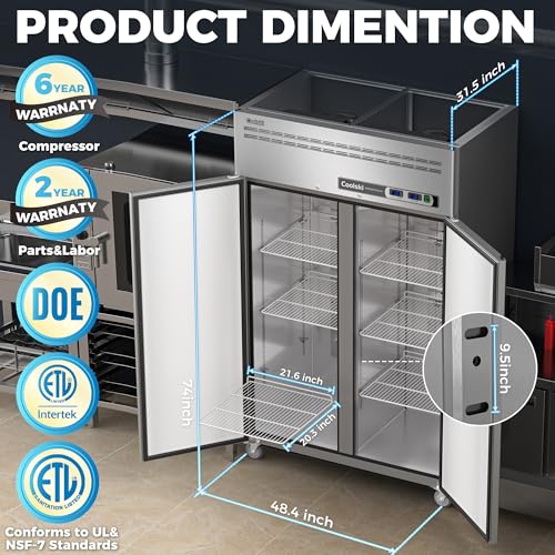 72" W 54 Cu.ft Commercial Refrigerator and Freezer Combo M361077
