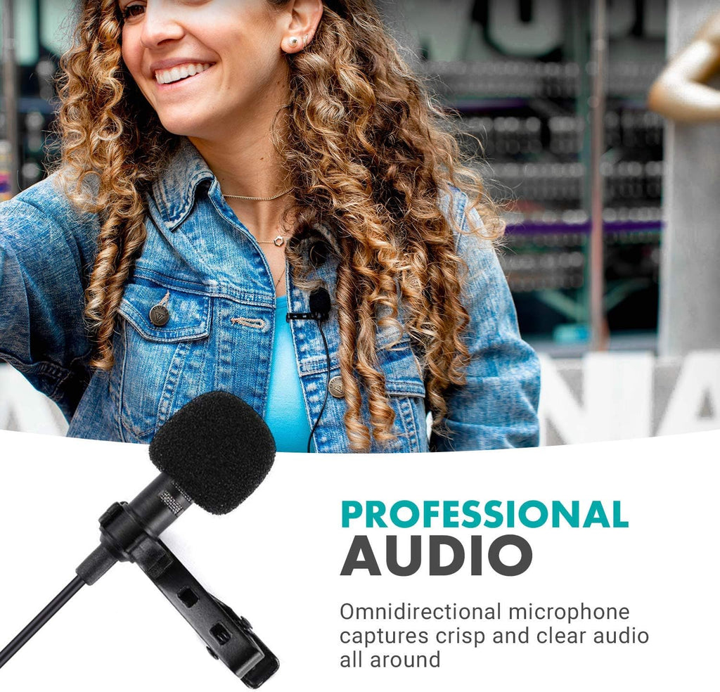 48-Channel UHF Wireless Lavalier Microphone System with 1 Receiver, 1 Transmitter, and 1 Lapel Microphone V6577