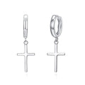 925 Sterling Silver Dainty Cross Huggie Hoop Earrings F26381