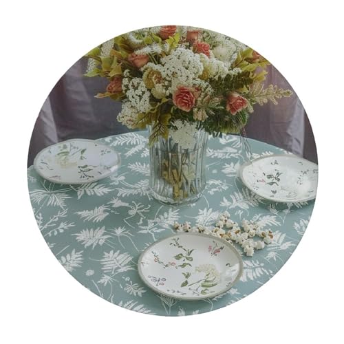 Round Vinyl Fitted Tablecloth with Flannel Backing Elastic Edge Design Table Cover T105