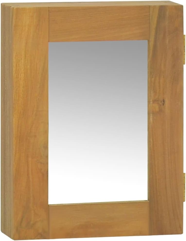 Natural Wood Grain Finish Wooden Storage Cabinet with Mirror Door I75411