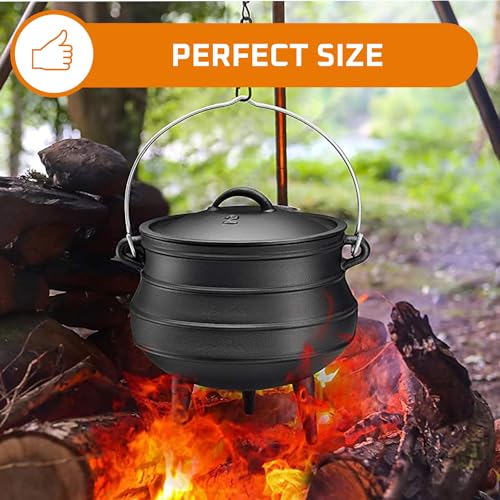 10 Quarts Pre-Seasoned Cast Iron Cauldron with Lid Q3851