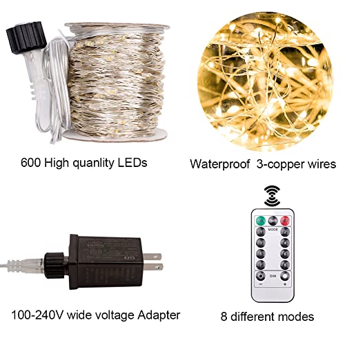 66FT Waterproof Warm White LED Fairy String Lights with Remote Control Z184