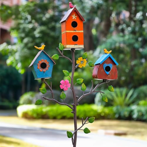 Metal Bird Houses for Outside with Pole X77533